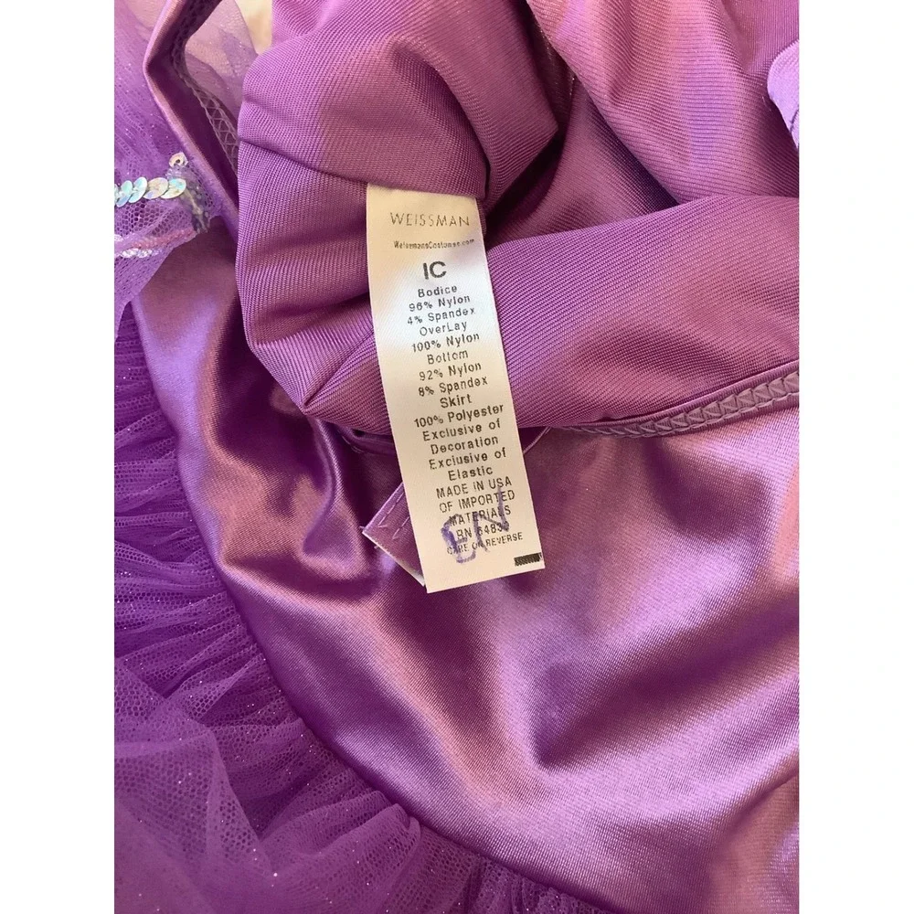 Weissman Purple Sequin Tutu Dance Leotard Dress Kids IC with Hair Clip